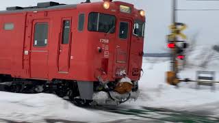 ３月改正前に石北宗谷両本線の普通列車運用に入った釧クシのタラコ首都圏色国鉄型気動車キハ４０Type Kiha40 Series,Sekihoku \u0026 Sohya Line,Hokkaido,Japan