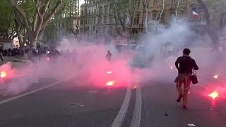 مصادمات عنيفة بين متظاهرين والشرطة في روما