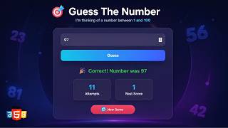 Responsive Number Guessing Game | HTML CSS JS