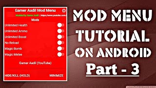 Mod Menu Tutorial on Android [Part - 3] | Learn to Apply mod menu in Any Games