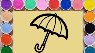 【手工沙畫】彩虹顏色的雨傘❤️Colored Sand Painting an Umbrella with Rainbow Colors