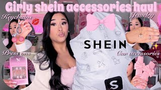 A GIRLY SHEIN ACCESSORIES HAUL 2025 | all things cute and pink (nails, jewelry, purse charms \u0026 more)