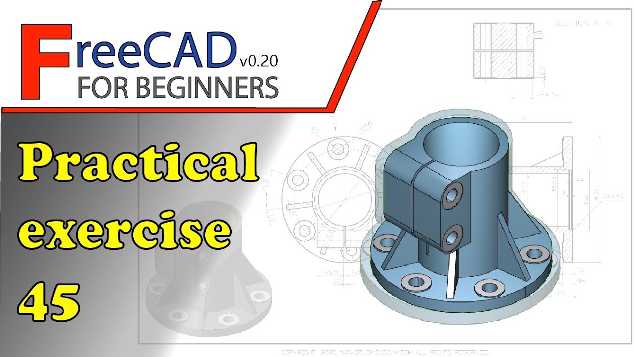 Freecad Beginners Tutorial Practical Exercise 45 Studycadcam Youtube Freecad Beginners Tutorial Practical Exercise 45 Studycadcam Youtube