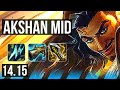 AKSHAN vs HWEI (MID) | 8 solo kills, 52k DMG, 21/3/9, Legendary, 500+ games | EUW Master | 14.15