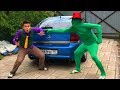 Funny Compilation with Green Man on Chevy Camaro in Car Wash & Mr. Joe on Opel Vectra OPC for Kids