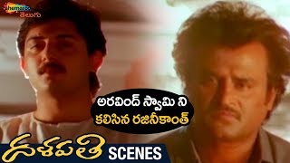Rajinikanth Meets Arvind Swamy | Dalapathi Movie Scenes | Mammootty | Shobana | Shemaroo Telugu