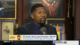 Jalen "reactions" AD with 40 Pts leads Lakers past Grizzlies, 120-91 | Jalen & Jacoby 10/30/2019
