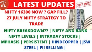 LATEST SHARE MARKET NEWS💥27 JULY💥NIFTY LEVELS TOMORROW💥BANK NIFTY TARGET  MPHASIS SHARE  PART-1
