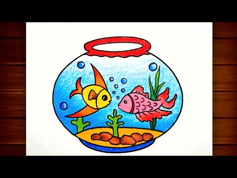 How To Draw Fish Aquarium Step By Step || Fish Bowl Drawing || Fish ...