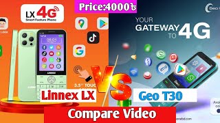 geo t30 4g VS linnex lx 4g full review. অ্যান্ড্রয়েড বাটন ফোন। android button phone. #lx4g #geot30