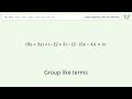 Solve 4(2x-3)-2(3x-4)+(3x+3)=0: Linear Equation Video Solution | Tiger Algebra