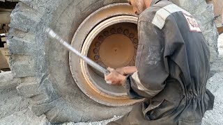 Caterpillar 966H Wheel Loader Tire Burst & Change Tire -  #caterpillar #workshop #loader