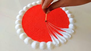 Simple Rangoli With Matchstick For Diwali | Diwali Rangoli | Diwali Kolam | धनतेरस, दिवाली की रंगोली