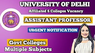 University of Delhi Assistant Professor Vacancy 2025 |