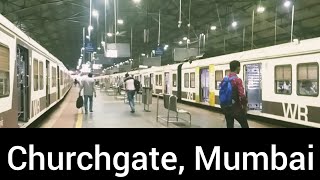 A short journey in Mumbai Local arriving at Churchgate station || Night view of South Bombay