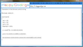 Characters in the format control string c code example