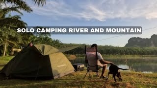 SOLO CAMPING RIVER AND MOUNTAIN -  MAKE PIZZA  - CAMPING SOLO