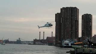 Helicopter Arriving At Blade Heliport In Midtown, Manhattan, New York.