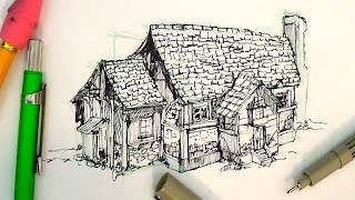 Pen and Ink Drawing Tutorials | How to draw a house