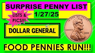 DOLLAR GENERAL SURPRISE PENNY LIST FOOD 1/27/25