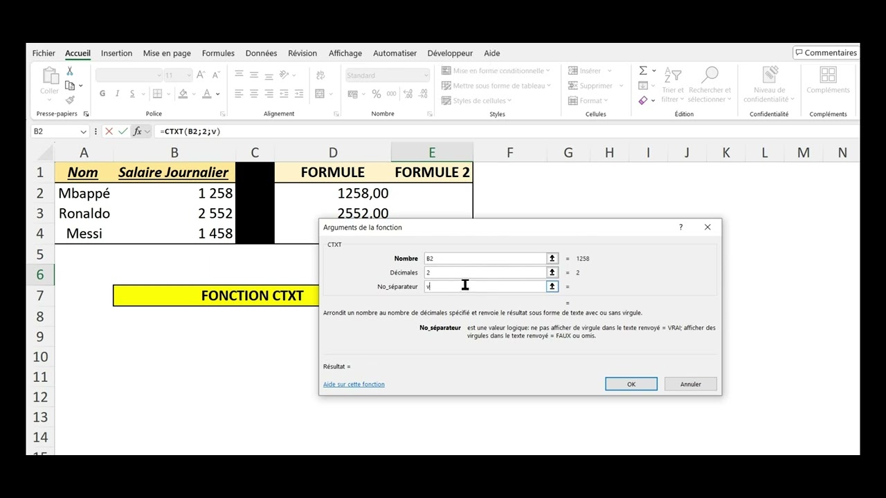 Fonction Excel Ctxt рџ Youtube