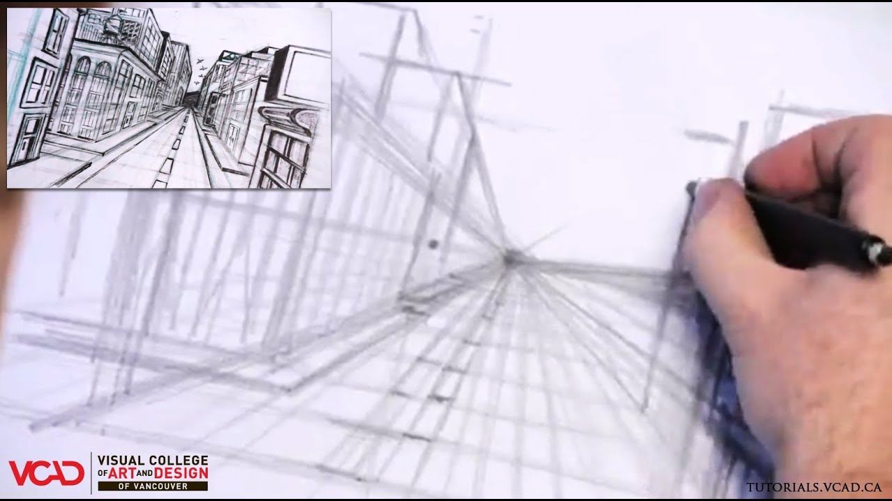 Learn How To Draw A City In One Point Perspective Part 1 Of 5 Youtube