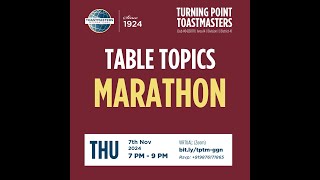 Practise Table Topic Marathon  | TM Aina | Meeting #388 | Turning Point Toastmasters