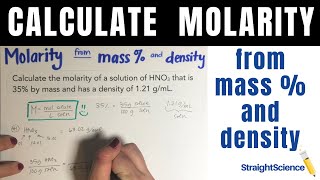 Molarity from Mass % and Density - Calculate Molarity from Mass Percent and Density