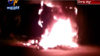 Lorry Catches fire in Vizag