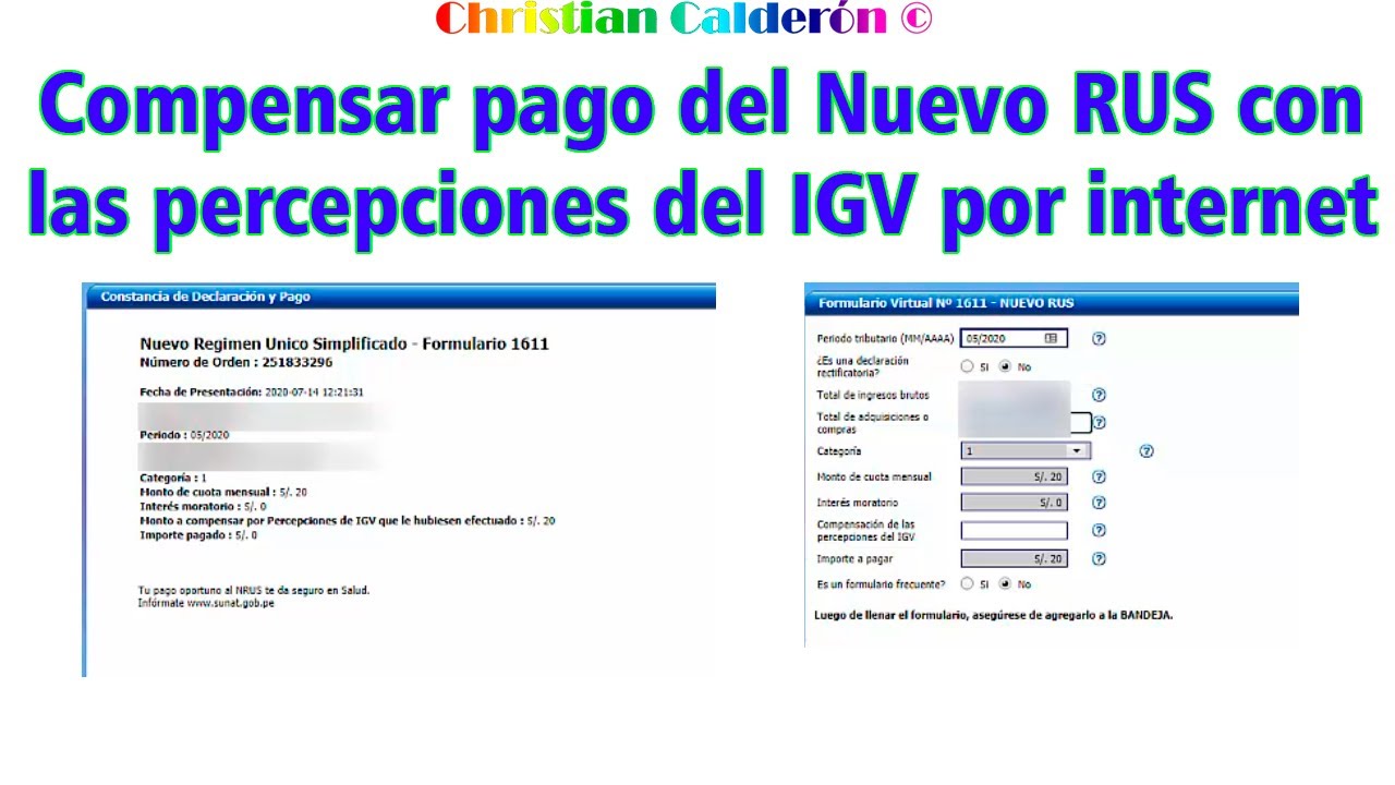 Compensar Pago Del Nuevo RUS Con Las Percepciones Del IGV Por Internet ...