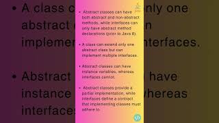 What are the differences between abstract classes and interfaces? #javabasics #java #javaconcepts