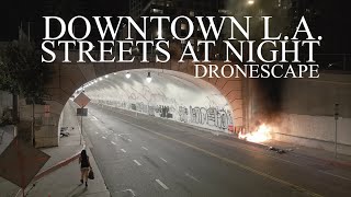 DRONESCAPE: Downtown LA Streets at Night...