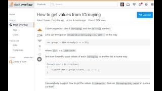 StackOverflow C#: How to get values from IGrouping