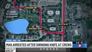 Man arrested after swinging a knife at construction workers in Grand Junction