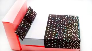 How To Make Origami Bed / Easy Origami Bed / DIY School Project / Paper Craft / Doll House Bed /