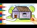 How to Draw House | Easy House Drawing, Painting and Colouring for Kids & Toddlers  #drawing