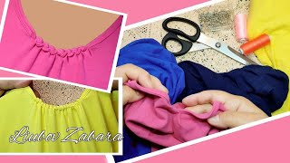 DIY. Sewing life hacks.4 options for altering the neck on a T-shirt, T-shirt.Original hand stitches.