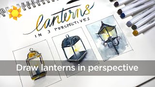 How to Draw Lanterns in 3 different perspectives (and a giveaway!)