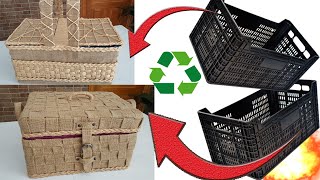 2 IDEAS de CESTAS con CAJAS o HUACALES PLASTICOS!!!