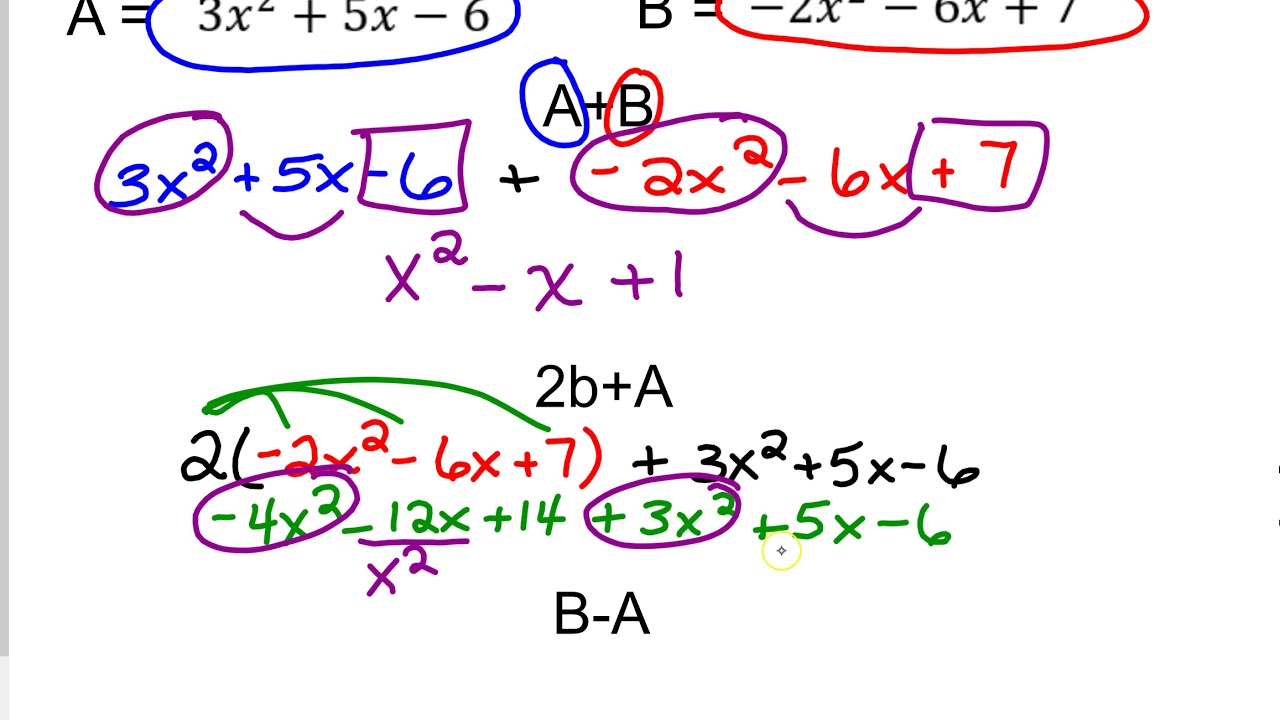 Adding, Subtracting, And Multiplying Polynomials - YouTube