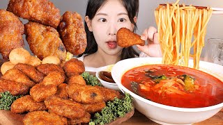 소스까지 바삭한 치킨✨ 고메 소바바치킨, 중화짬뽕, 치즈볼 먹방 Soy Honey Chicken \u0026 Jjambbong [eating show] mukbang korean food