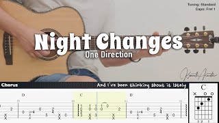 Night Changes - One Direction | Fingerstyle Guitar | TAB + Chords + Lyrics