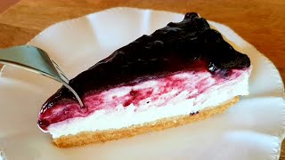 Blueberry cheesecake without baking and without gelatin. Easy and delicious recipe