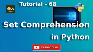 Set Comprehension in Python || Tutorial - 68 || Python Tutorial
