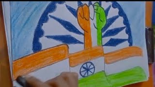 how to draw a indian flag and India flag colour hand drowning with sketch painting