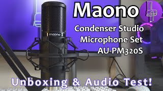 Maono AU-PM320S Condenser Studio Microphone Set - Unboxing \u0026 Audio Test! (UK 2020)