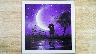 Acrylic Painting #04 / Daily Challenge/ How To Paint Romantic Couple Under Love Tree