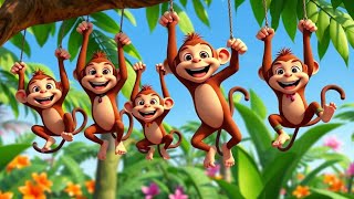 Five Little Monkeys Swinging in the Tree Teasing Mr. Crocodile | Fun Nursery Rhyme for Kids