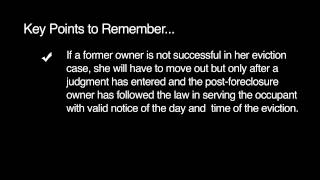 Key Points to Remember for the Eviction Summary Process for Former Homeowners