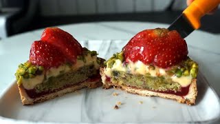 สอนทำทาร์ต Tart Strawberry Pistachio Cake ทาร์ตสตรอเบอร์รี่พิชทาชิโอ้เค้ก